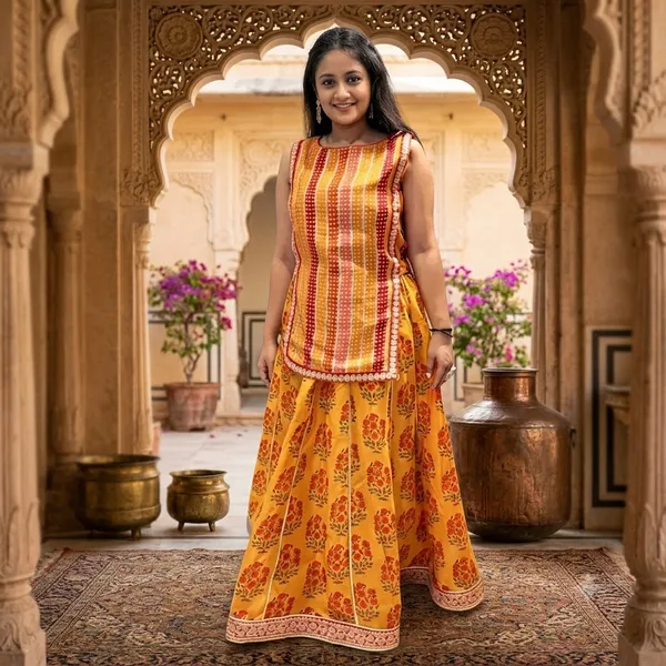 Orange_Printed_Sleeveless_Kurta_Palazzo_Set_For_Women