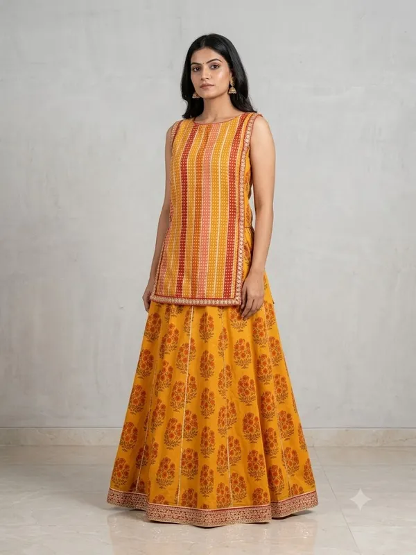Orange_Printed_Sleeveless_Kurta_Palazzo_Set_For_Women