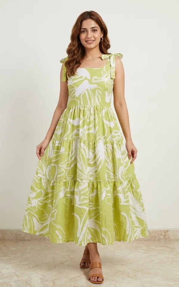 Green_Printed_Tiered_Midi_Dress_For_Women