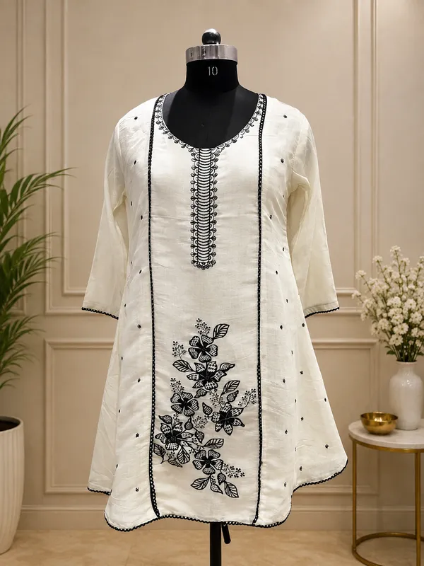 White_Embroidered_Straight_Kurta_Set_For_Women