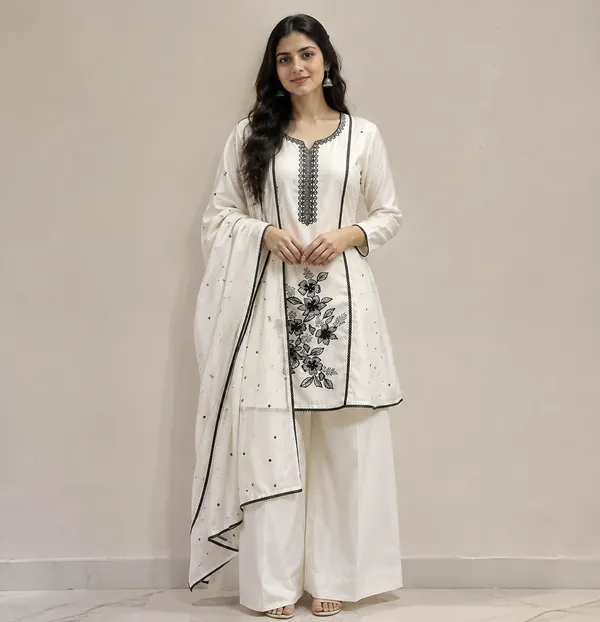 White_Embroidered_Straight_Kurta_Set_For_Women