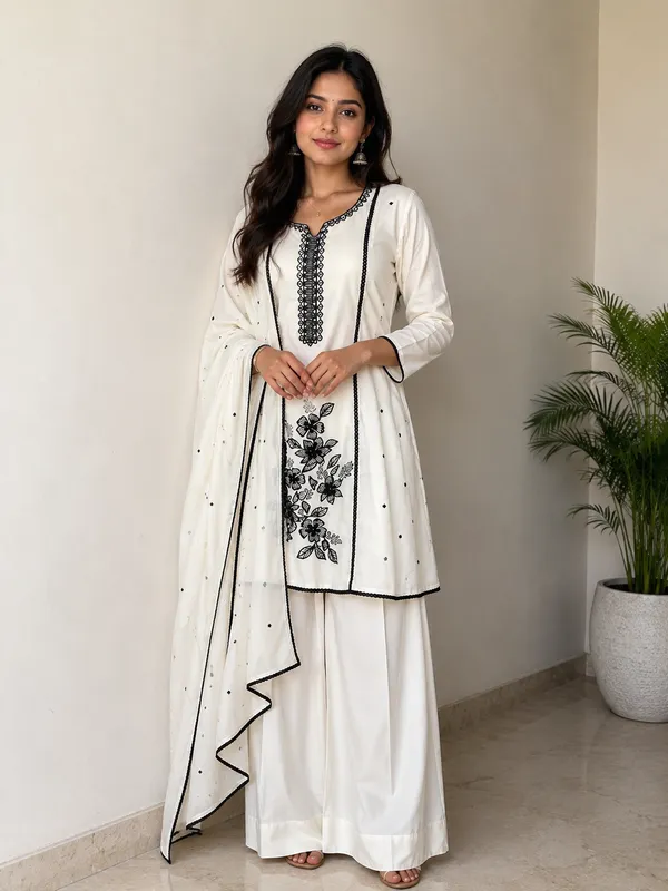 White_Embroidered_Straight_Kurta_Set_For_Women
