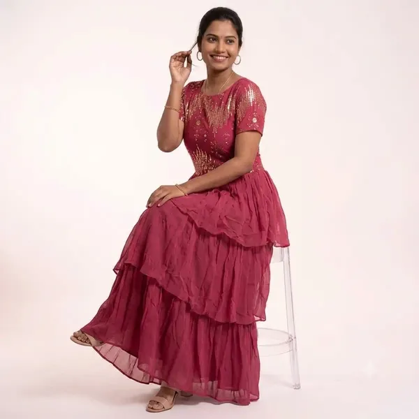 Pink_Embellished_Tiered_Maxi_Dress_For_Women