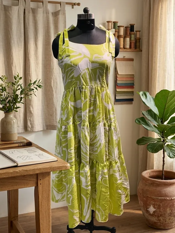 Green_Printed_Tiered_Midi_Dress_For_Women