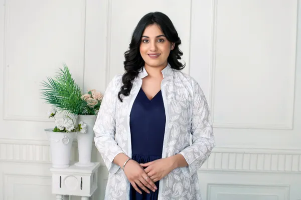 Navy_Blue_Draped_Dress_With_Chickenkari_Jacket