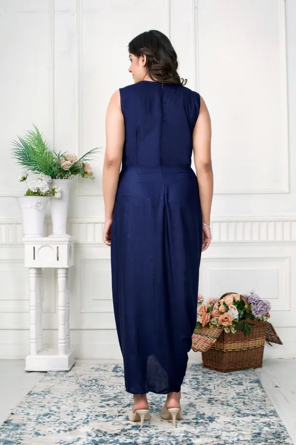 Navy_Blue_Draped_Dress_With_Chickenkari_Jacket