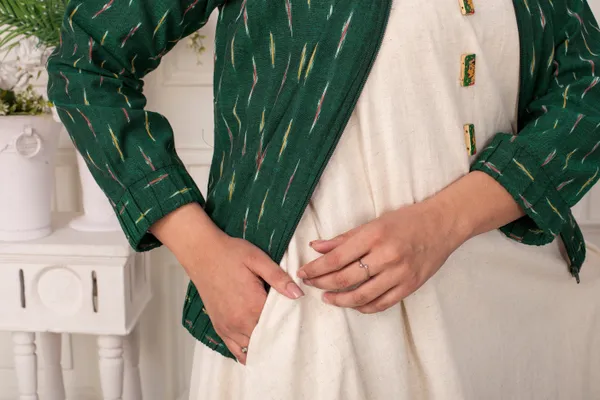 Green_Ikat_Bomber_Jacket_With_Khadi_Inner