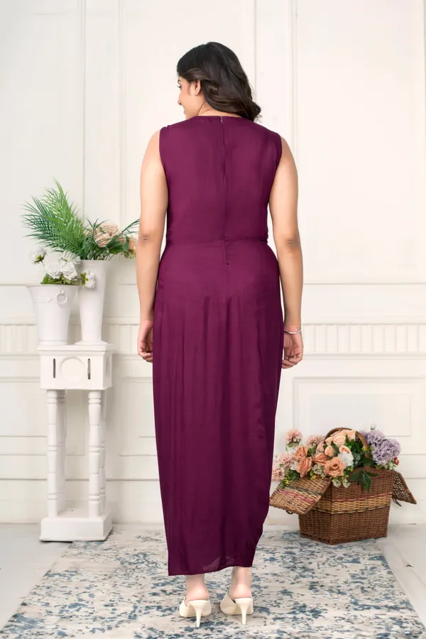 Wine_Elegance_Cowl_Dress_With_Blush_Chikankari_Jacket