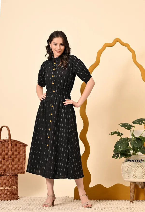 Black_Butti_Elasticated_Midi_Dress