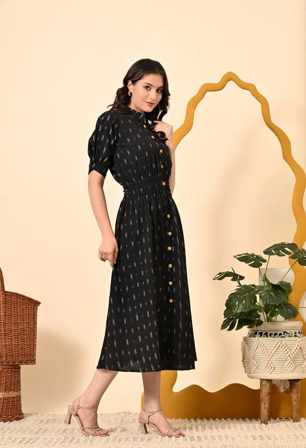 Black_Butti_Elasticated_Midi_Dress