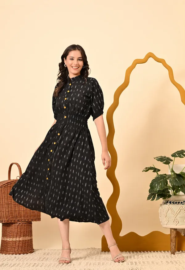 Black_Butti_Elasticated_Midi_Dress