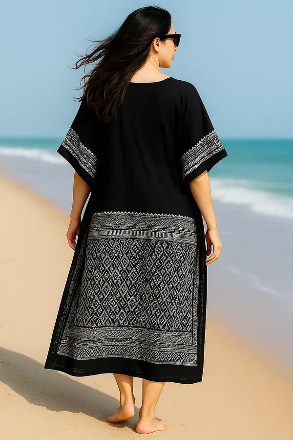 Handblocked_Black_Kaftan_Dress