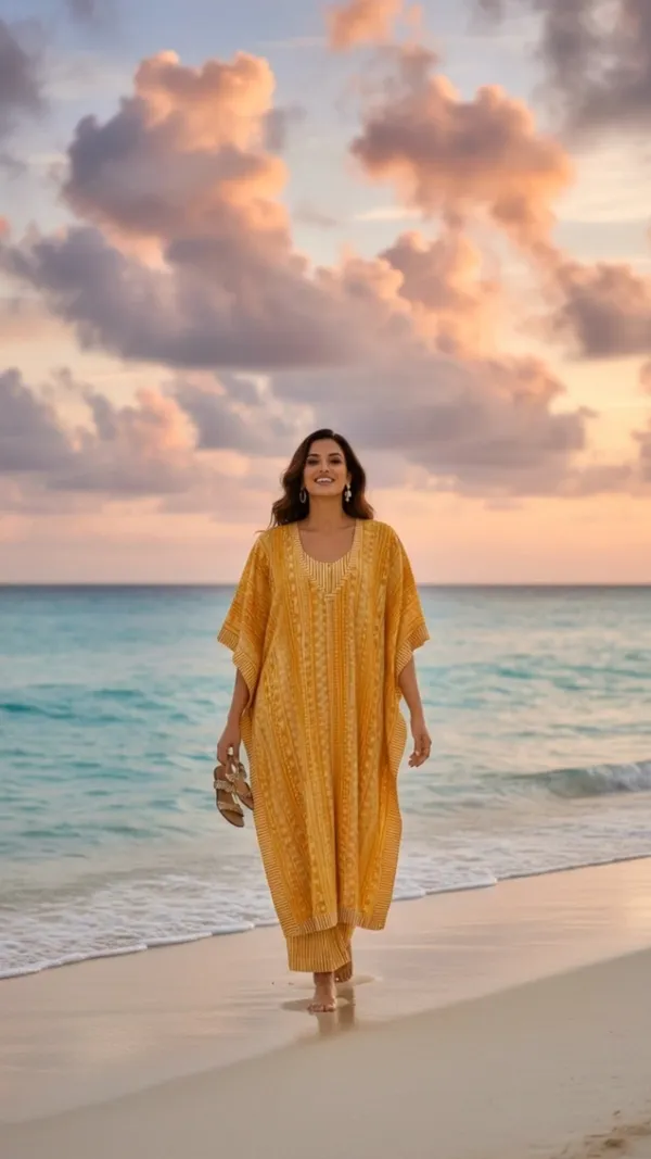 Mustard_Long_Kaftan_Set_With_Crop_Top_Palazzo