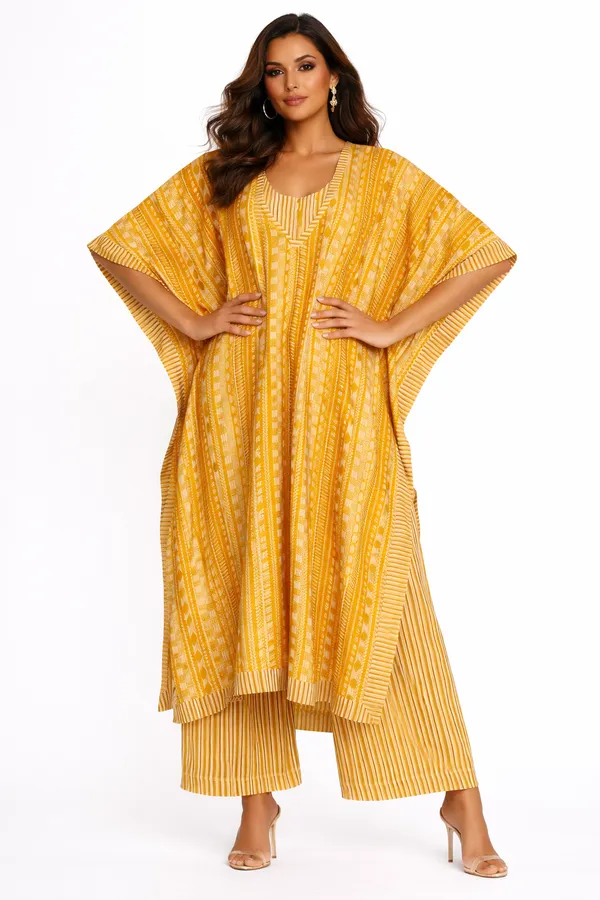 Mustard_Long_Kaftan_Set_With_Crop_Top_Palazzo