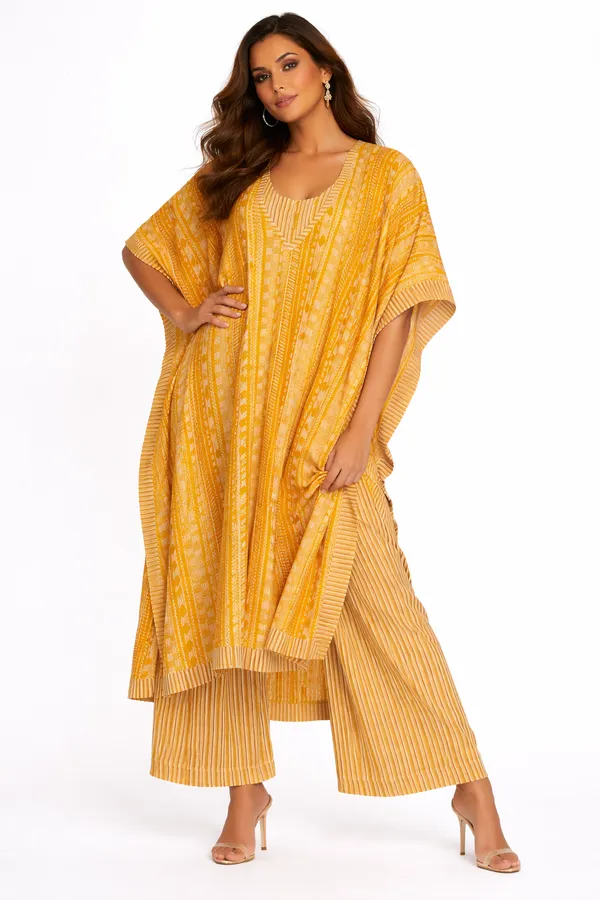 Mustard_Long_Kaftan_Set_With_Crop_Top_Palazzo
