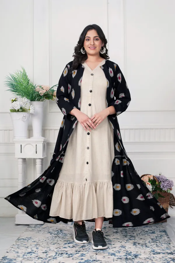 Ikat_Elegance_Black_Long_Jacket_Dress