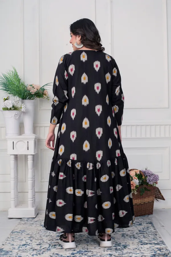 Ikat_Elegance_Black_Long_Jacket_Dress