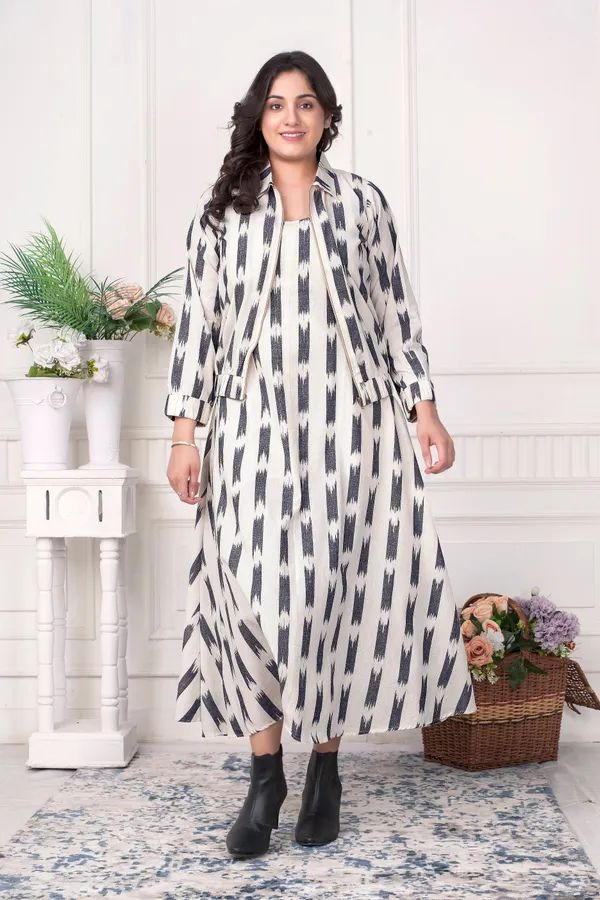 Versatile_Ikat_Handloom_Zipper_Jacket_Dress_Set