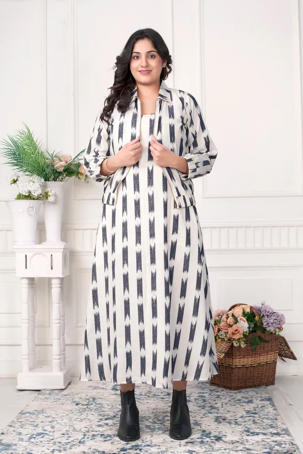 Versatile_Ikat_Handloom_Zipper_Jacket_Dress_Set