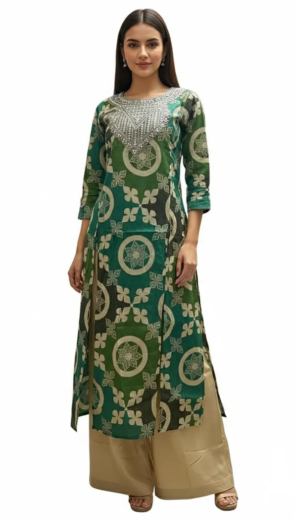 Green_Gotta_Patti_Toke_With_Amara_Patchwork_Print_Kurta_Set