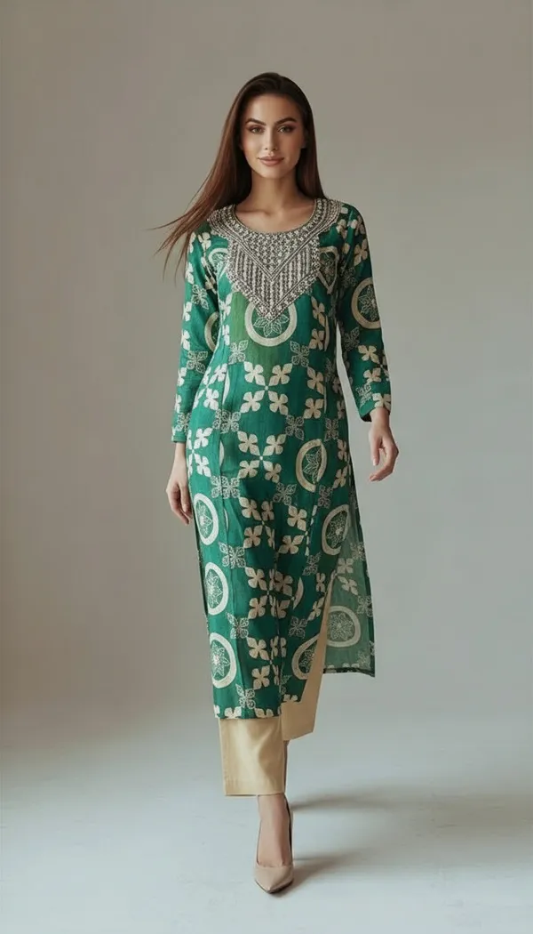 Green_Gotta_Patti_Toke_With_Amara_Patchwork_Print_Kurta_Set