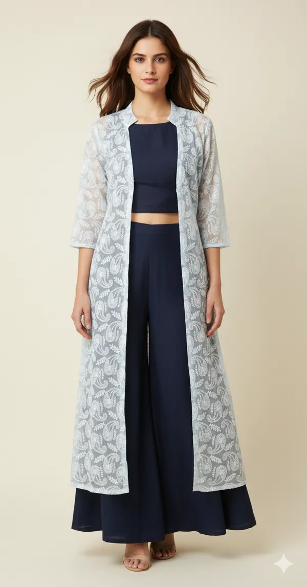 Blue_Crop_Top_With_Pallazo_And_Chickenkari_Jacket
