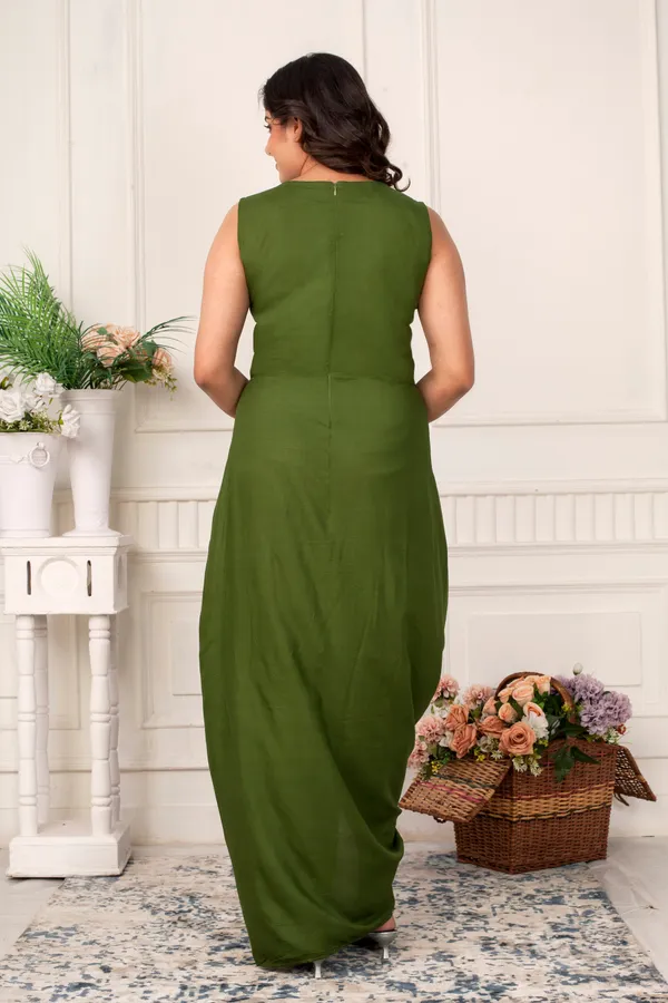 Olive_Grace_Draped_Dress_With_Chickenkari_Jacket