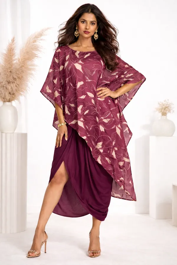 Wine_Printed_3_Piece_Drape_Coord_Set