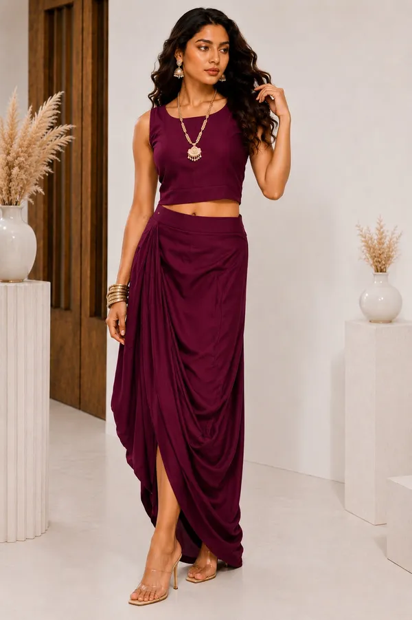 Wine_Printed_3_Piece_Drape_Coord_Set