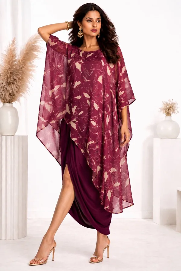 Wine_Printed_3_Piece_Drape_Coord_Set