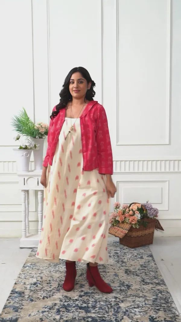 Blush_Ikat_Jacket_With_Loose_Dress
