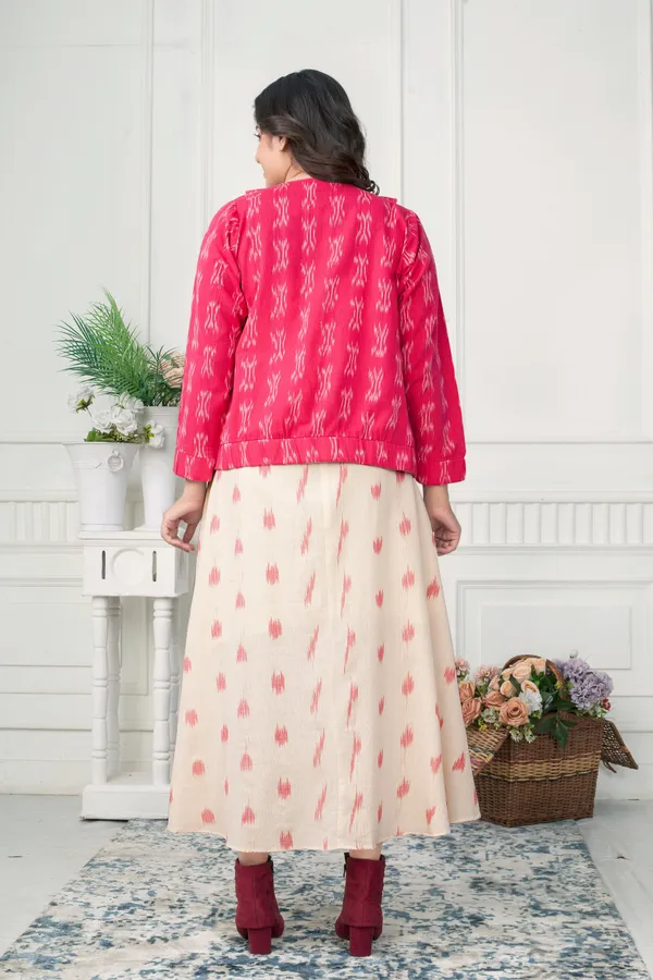 Blush_Ikat_Jacket_With_Loose_Dress