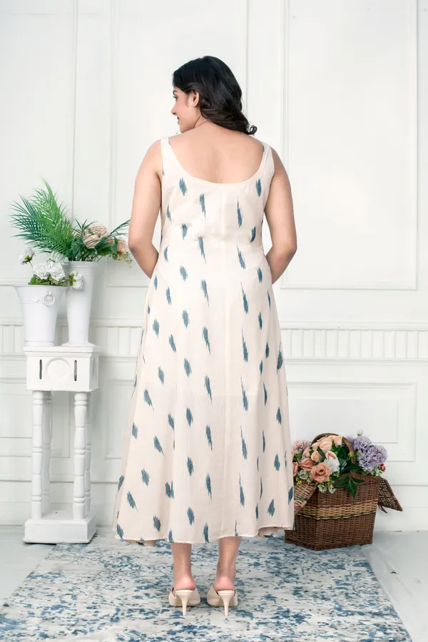 Aqua_Blue_Ikat_Handloom_Jacket_Dress