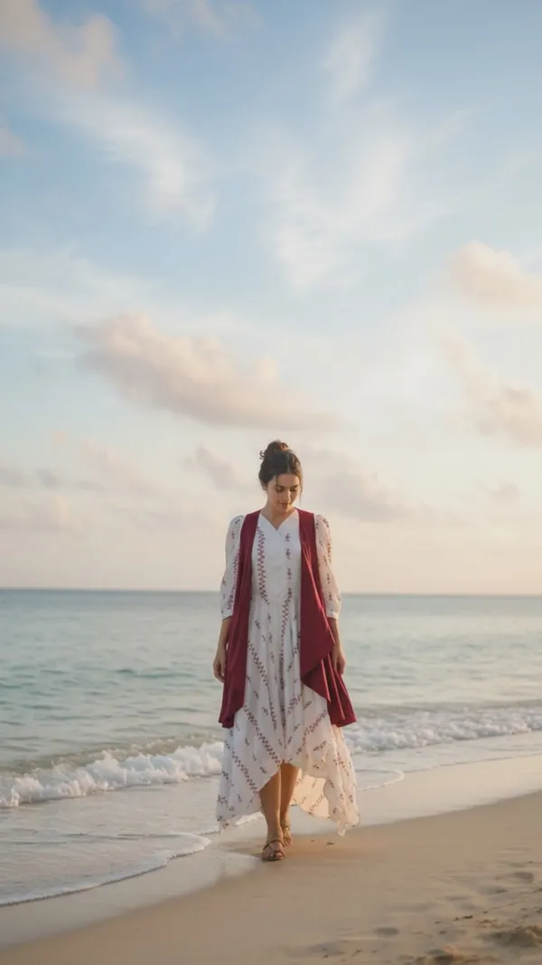 Ivory_Embroidered_Asymmetric_Dress_With_Maroon_Jacket