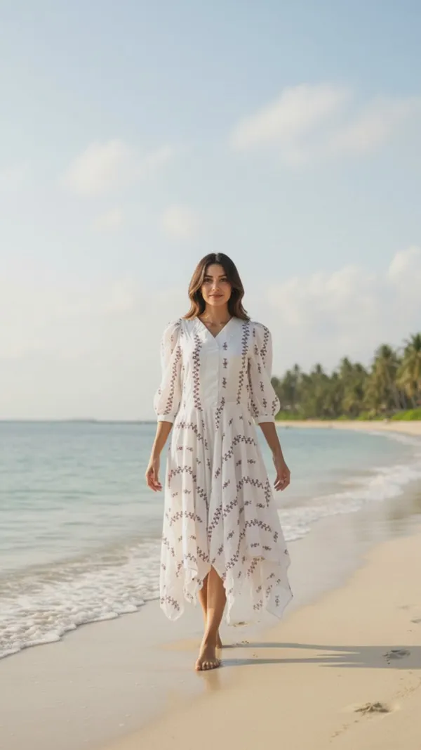 Ivory_Embroidered_Asymmetric_Dress_With_Maroon_Jacket