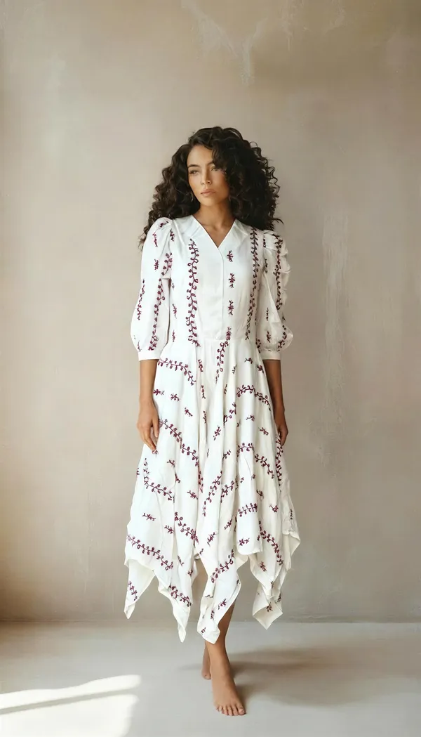 Ivory_Embroidered_Asymmetric_Dress_With_Maroon_Jacket