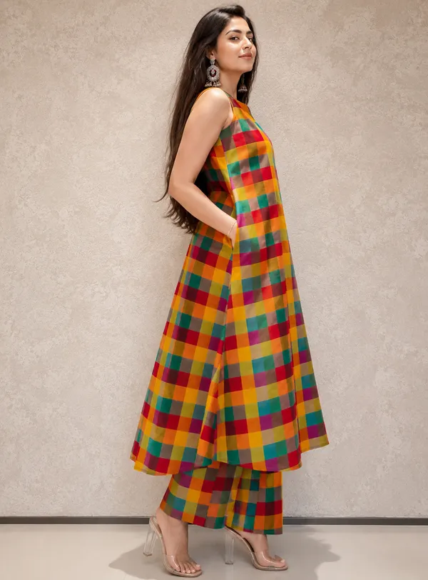 Madras_Checkered_Halter_Neck_Kurta_Set