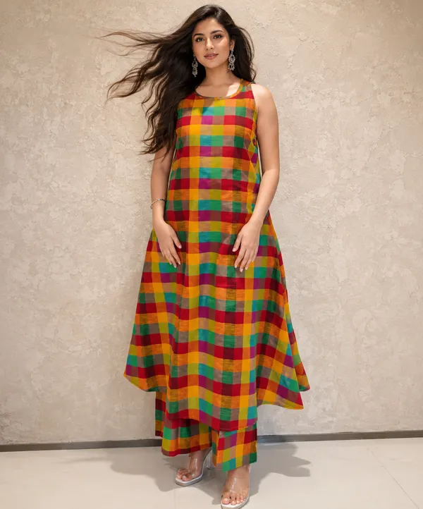 Madras_Checkered_Halter_Neck_Kurta_Set