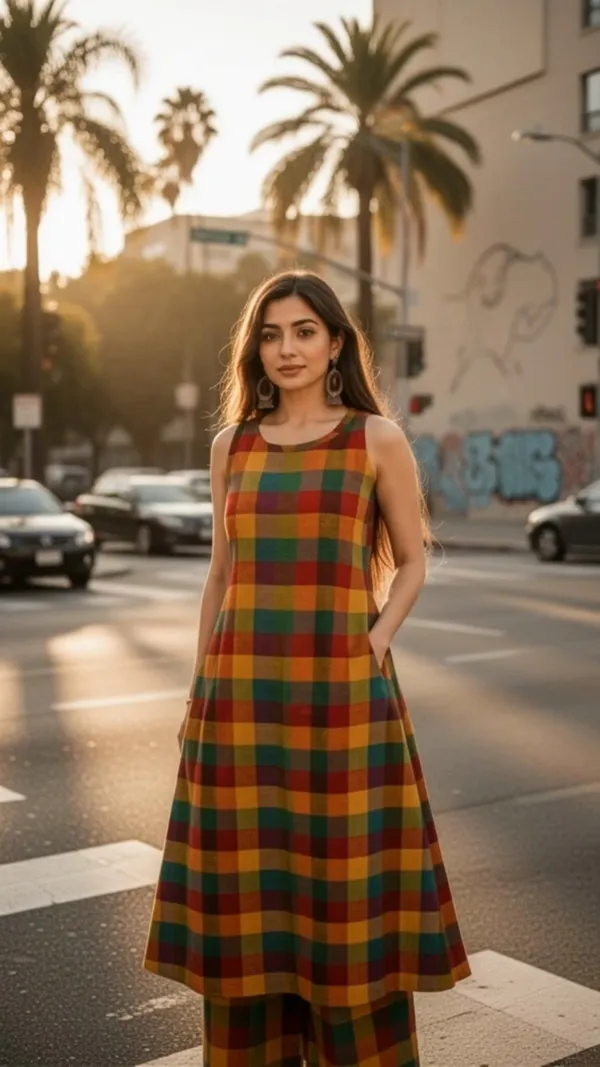 Madras_Checkered_Halter_Neck_Kurta_Set