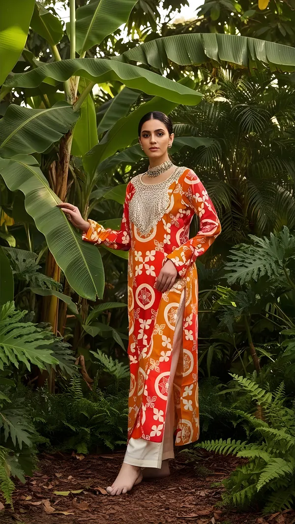 Orange_Gotta_Patti_Toke_With_Amara_Patchwork_Print_Kurta_Set