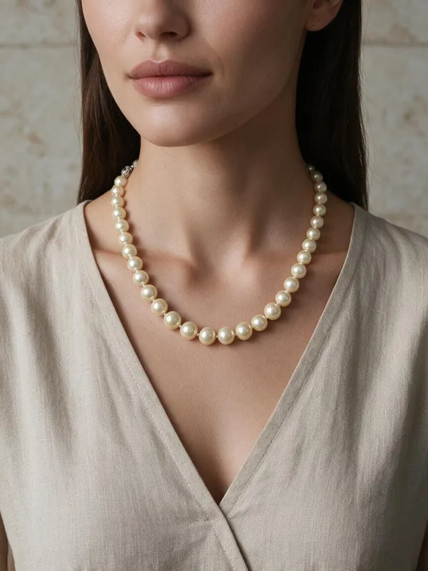 White_And_Gold_Pearl_Beads_Brass_Chain_Necklace_For_Women