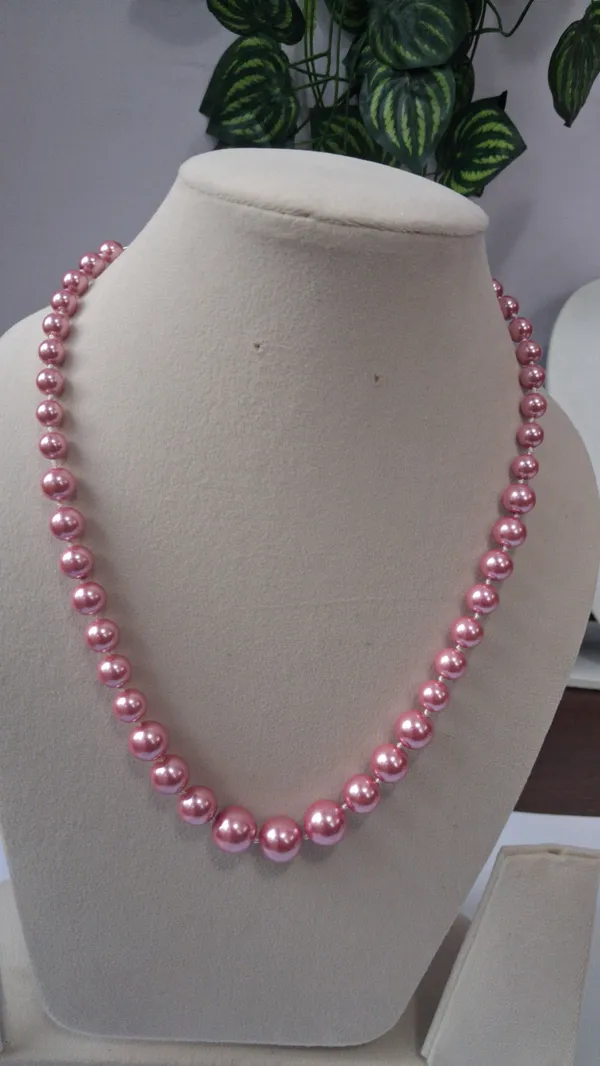 White_And_Gold_Pearl_Beads_Brass_Chain_Strand_Necklace_For_Women