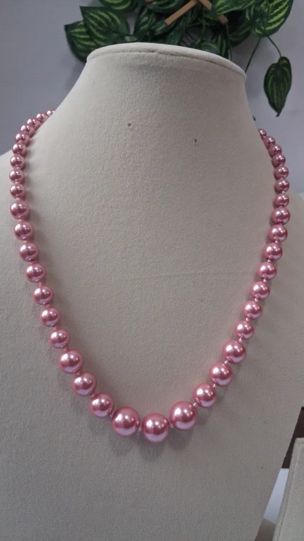 White_And_Gold_Pearl_Beads_Brass_Chain_Strand_Necklace_For_Women