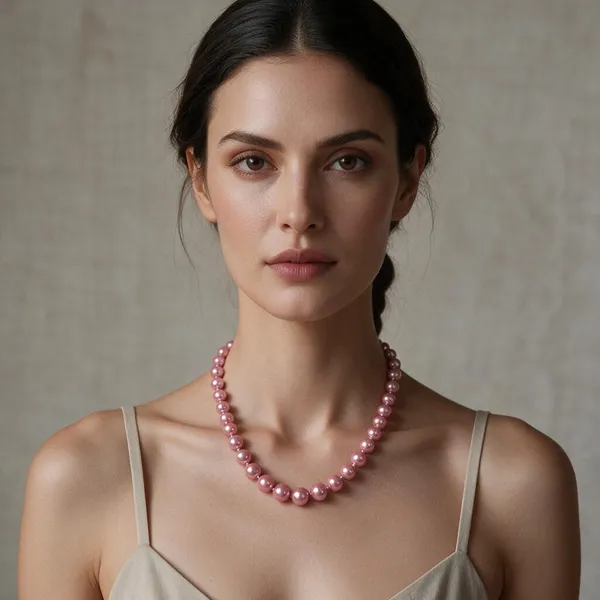 White_And_Gold_Pearl_Beads_Brass_Chain_Strand_Necklace_For_Women