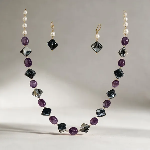 Purple_And_White_Natural_Amethyst_Mother_Of_Pearl_Brass_Necklace_For_Women