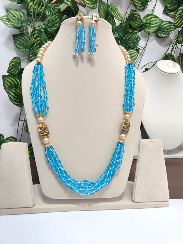 Gold_And_White_Hydro_Quartz_Pearl_Zirconia_Beaded_Necklace_For_Women
