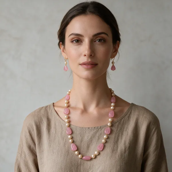 Gold_And_White_Natural_Quartz_Pearl_Brass_Necklace_For_Women