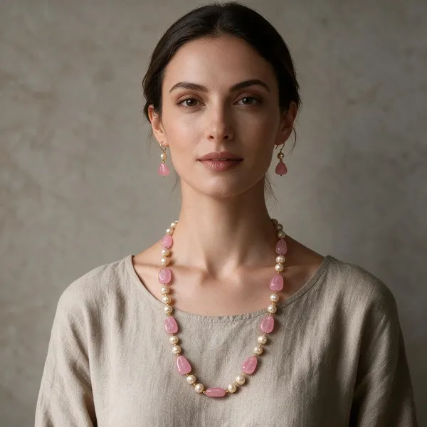 Gold_And_White_Natural_Quartz_Pearl_Brass_Necklace_For_Women