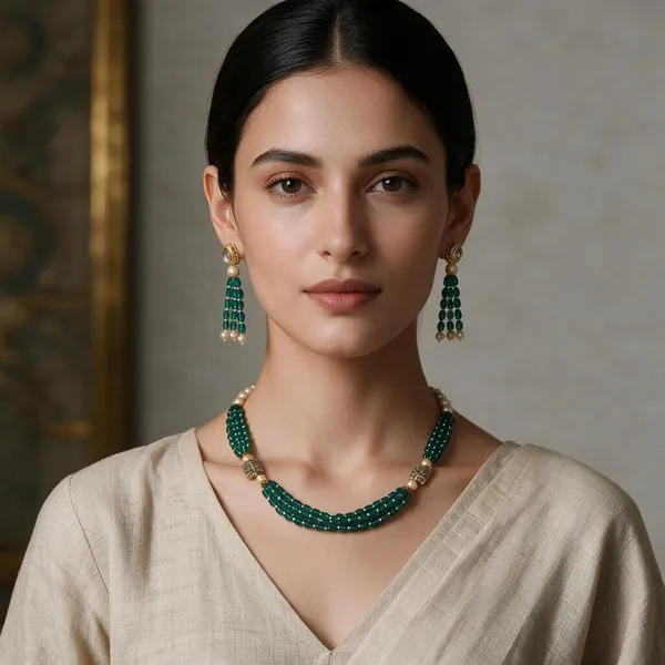 Green_Hydro_Quartz_Pearl_Zircon_Beaded_Necklace_For_Women