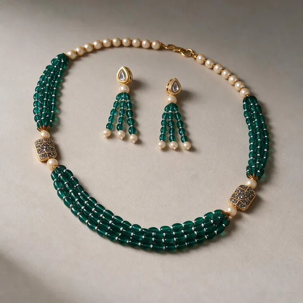 Green_Hydro_Quartz_Pearl_Zircon_Beaded_Necklace_For_Women